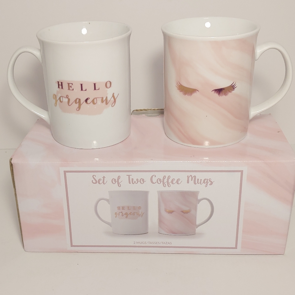 Hello Gorgeous & Eye Lashes Large Coffee Mugs/Cups